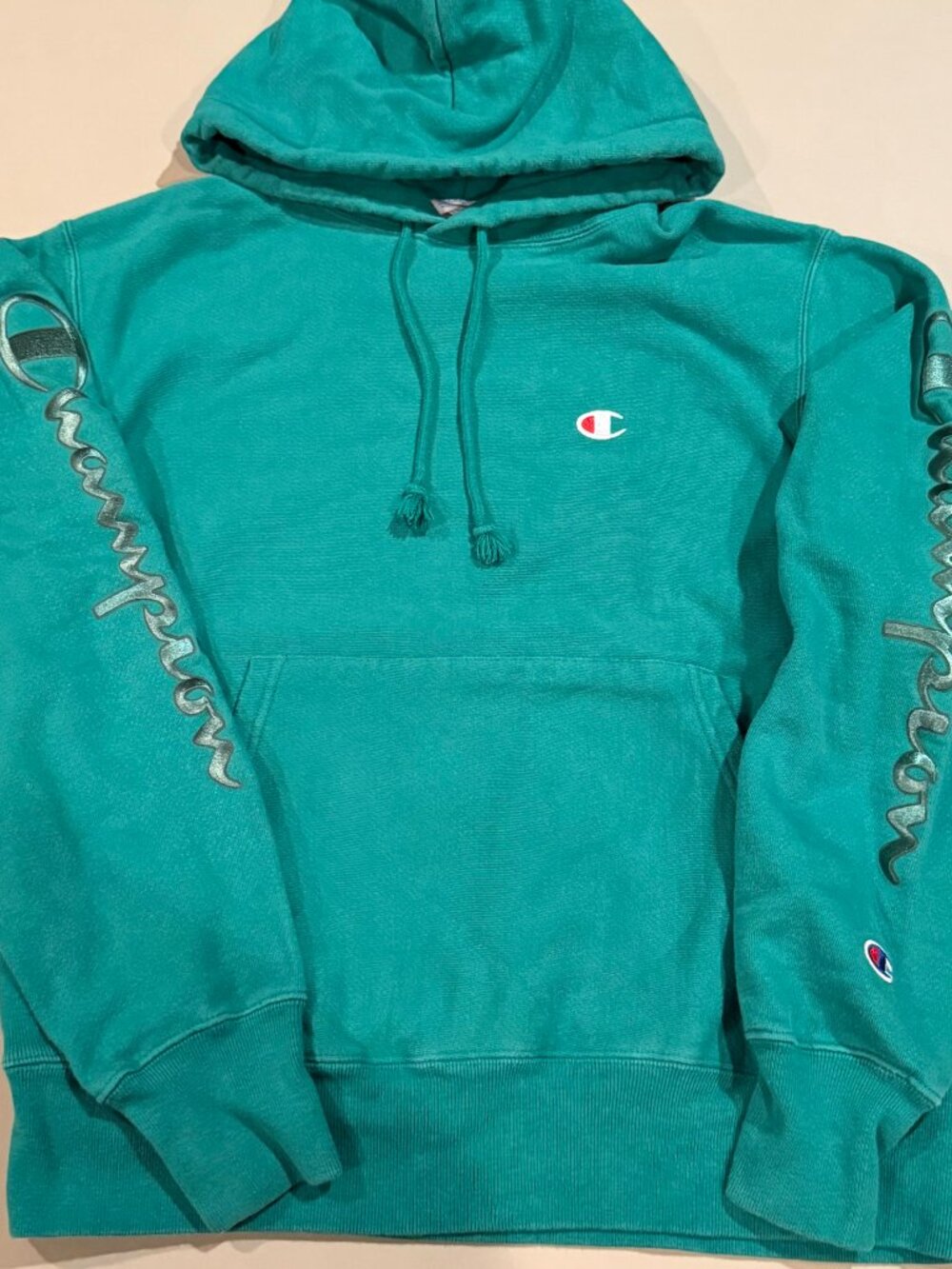 Champion Embroidered Reverse Weave Hoodie Green Medium